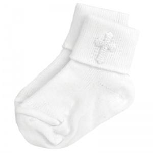 Baby Boys White Christening Cross Socks